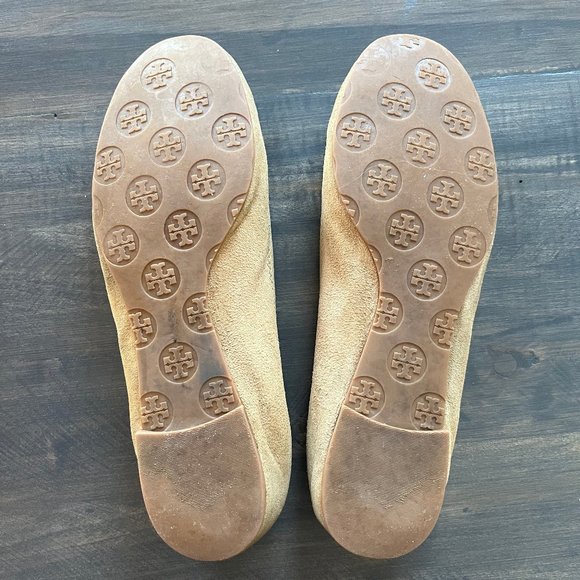 TORY BURCH Suede Tan Reva Flat size 8.5 GUC - Picture 8 of 9